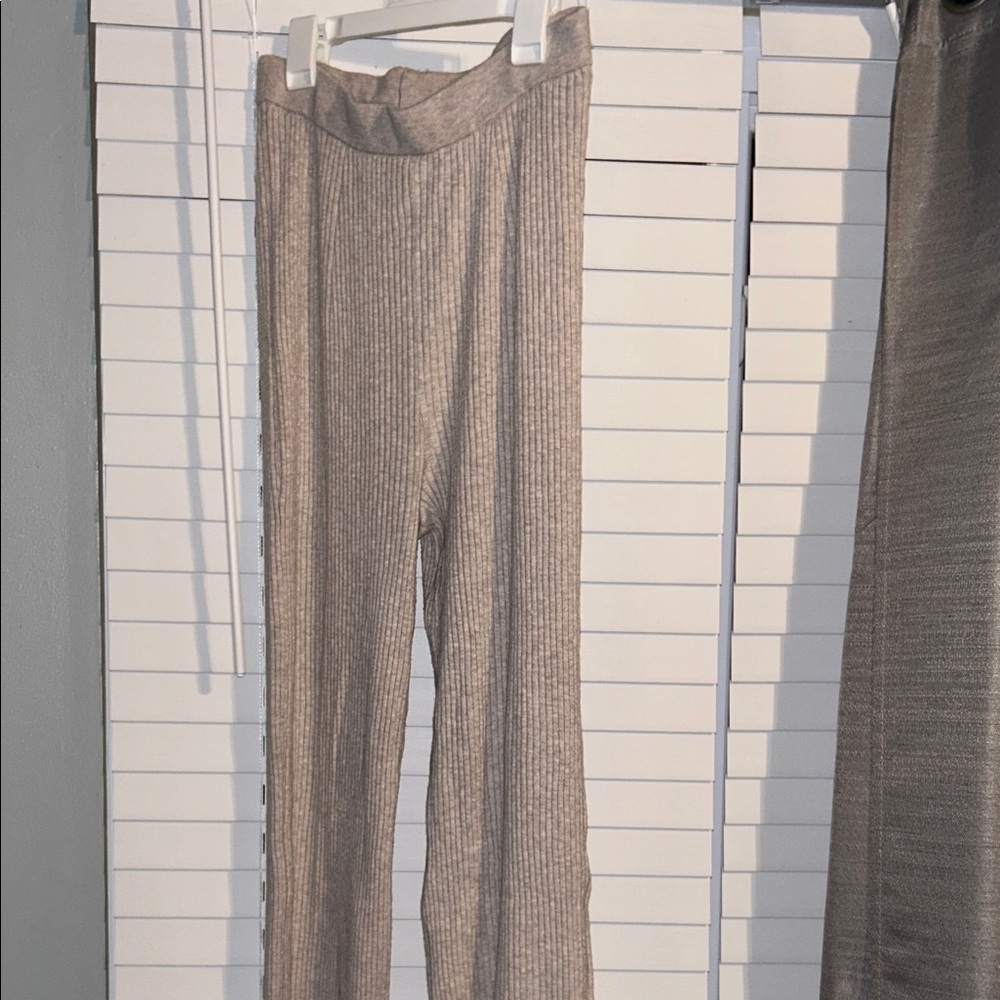 H&M Beige Ribbed Straight Leg Pants